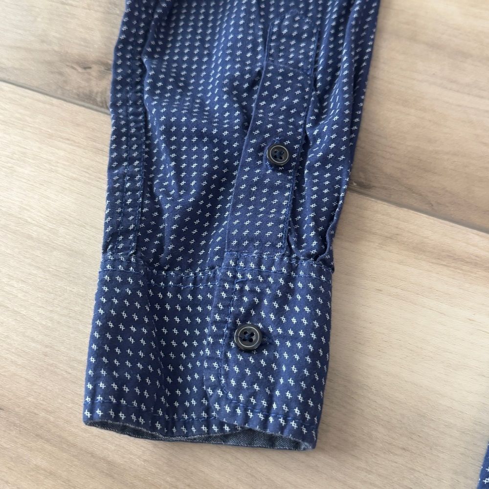Monument Clothing Co. Men's Blue Button-Up Shirt w/ White Pattern Medium - Picture 3 of 6